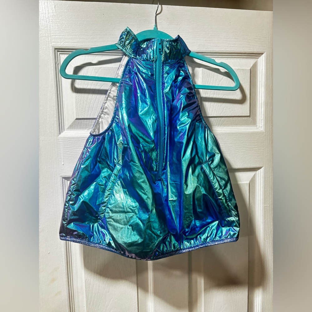AKIRA Shiny Blue and Green Halter Top
